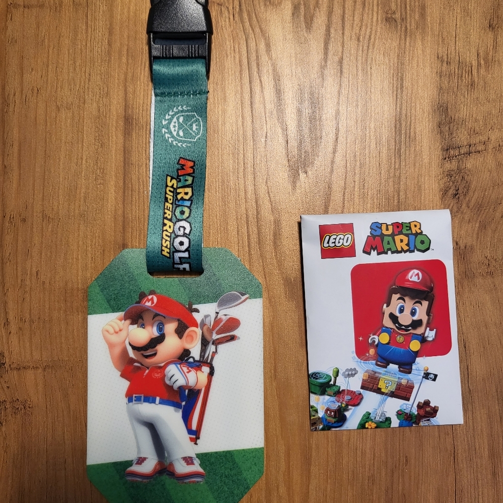 Nintendo Rewards Mario Golf Bag Tag and Lego Mario Keychain- New!